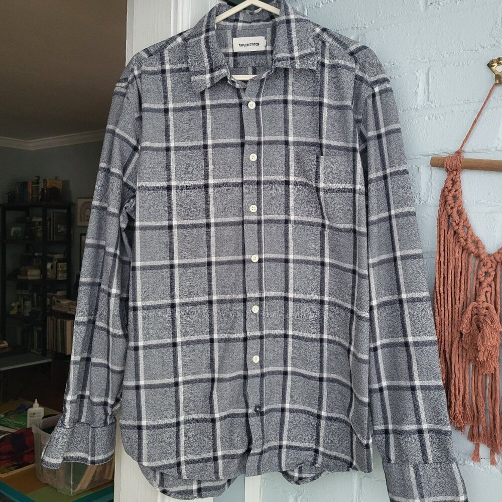 Taylor Stitch Grey Plaid Button-Down Shirt - The California Size 40 (Medium)